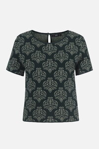 Kurzärmeliger Pullover mit O-Ausschnitt, Ornament Muster