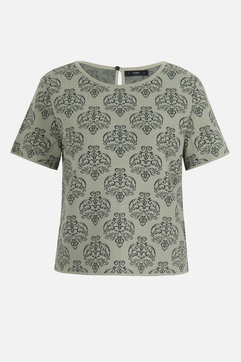 O-Neck Pullover with Short Sleeves, Ornament Pattern