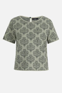 Kurzärmeliger Pullover mit O-Ausschnitt, Ornament Muster