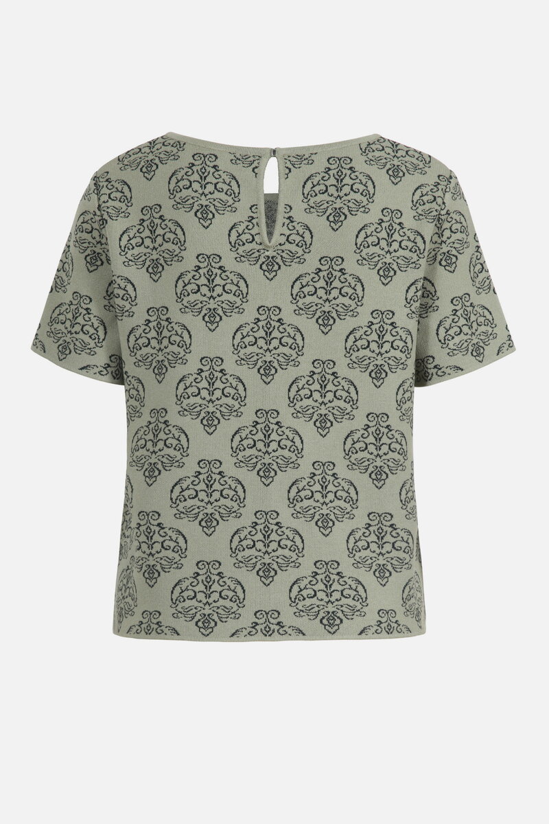 O-Neck Pullover with Short Sleeves, Ornament Pattern