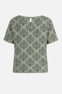 Kurzärmeliger Pullover mit O-Ausschnitt, Ornament Muster