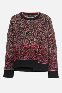 Asymmetrischer Pullover mit U-Boot-Ausschnitt, Ornament Muster
