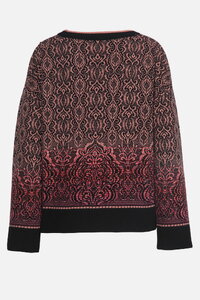 Asymmetrischer Pullover mit U-Boot-Ausschnitt, Ornament Muster