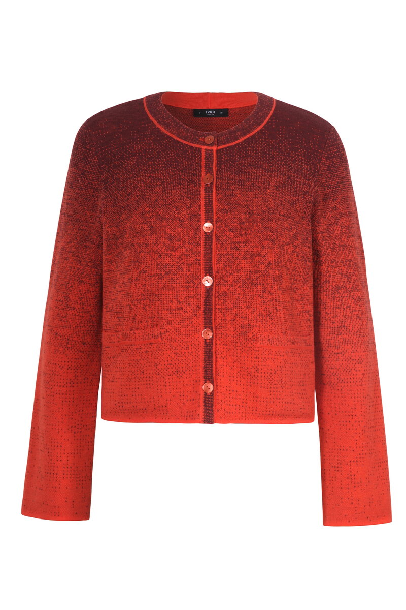 Jacquard Cardigan, Murmuration Pattern - Cinnabar - Cardigans