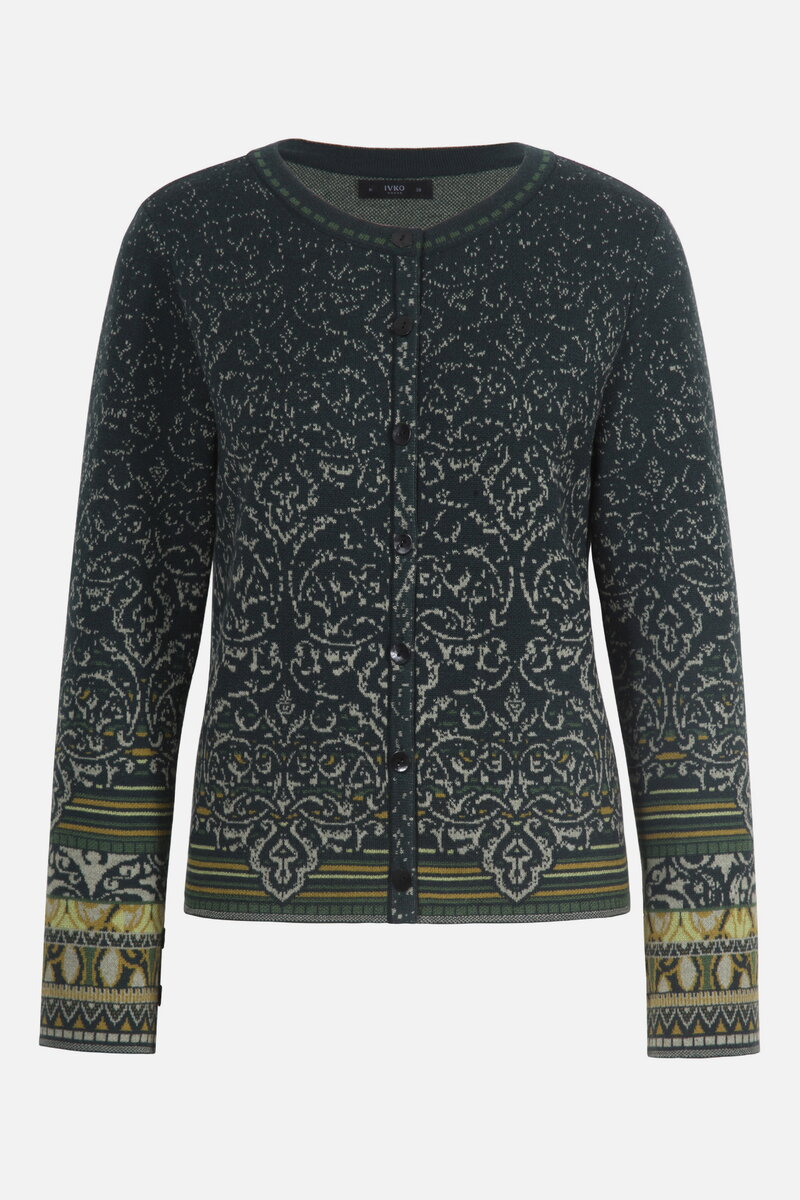 O-Neck Cardigan, Ornament Pattern