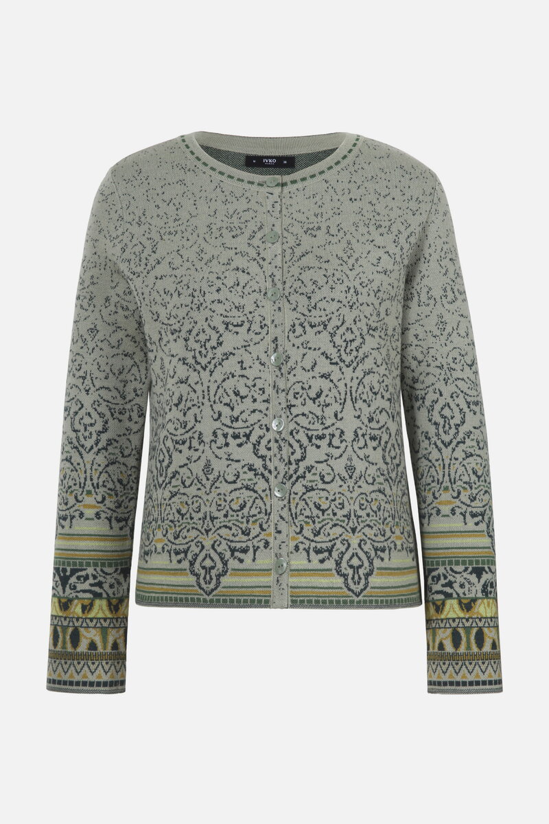 O-Neck Cardigan, Ornament Pattern