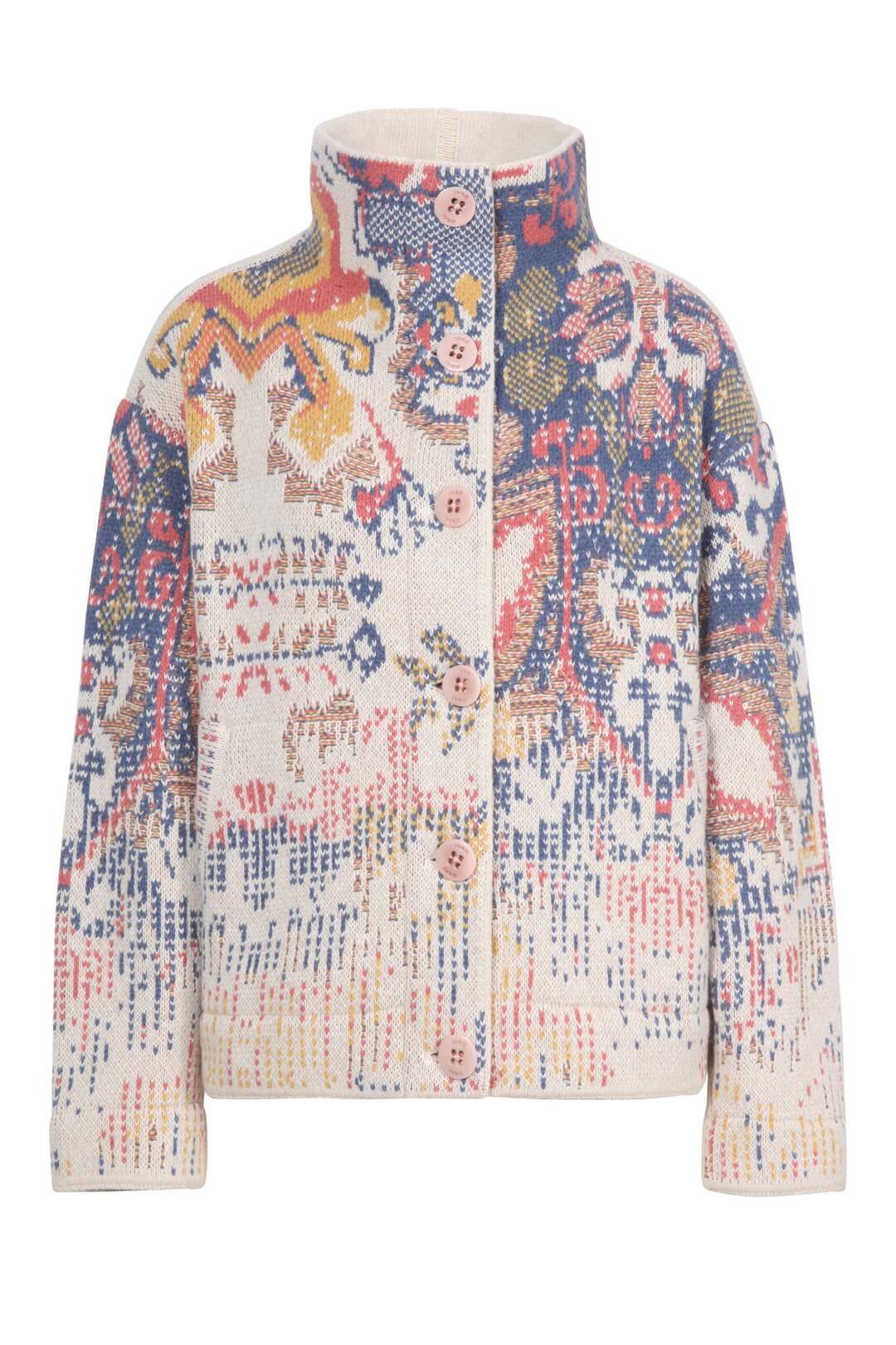 Jacquard-Rollkragenjacke, Kelim Muster