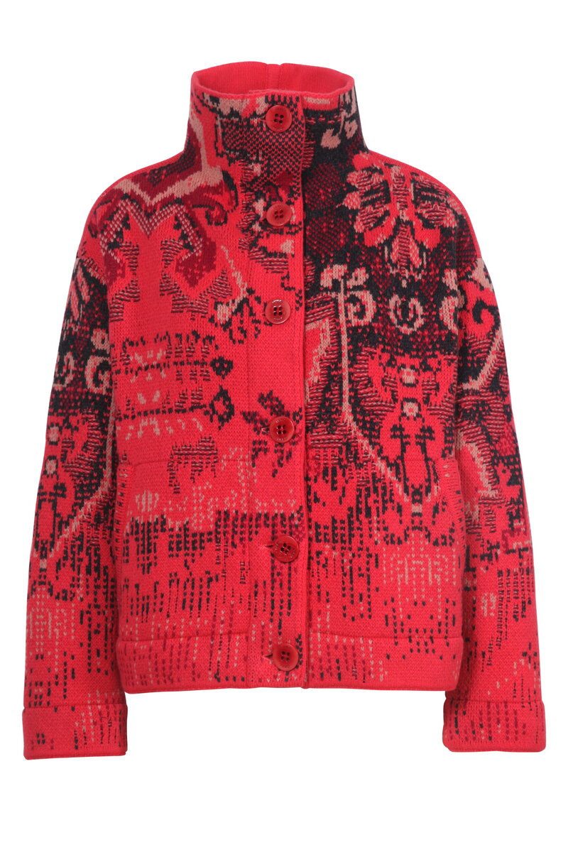 Jacquard Rollneck Jacket, Kilim Pattern