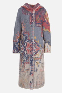 Jacquard-Mantel mit Kapuze, Kelim Muster
