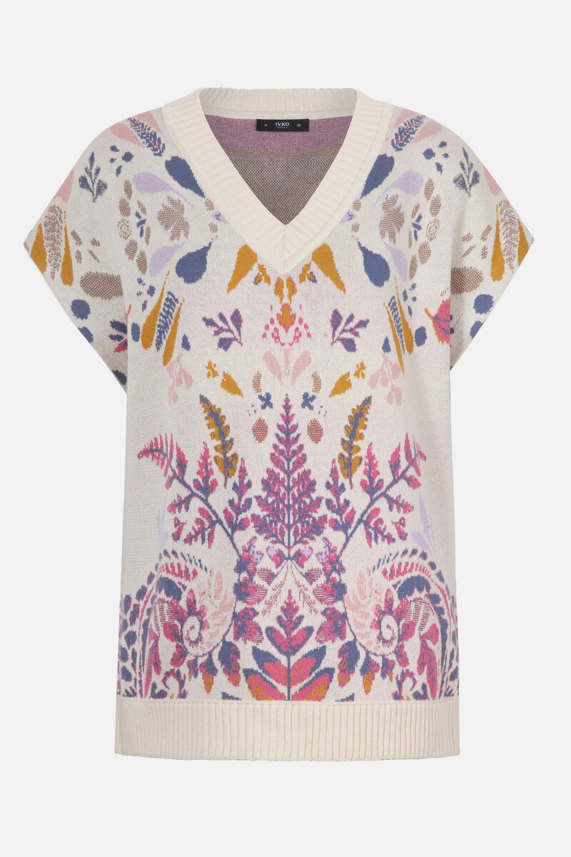 Sleeveless V-Neck Pullover, Plantopia Pattern