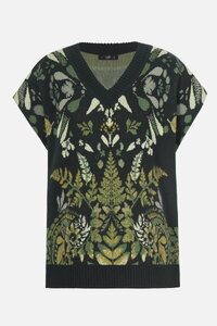Sleeveless V-Neck Pullover, Plantopia Pattern