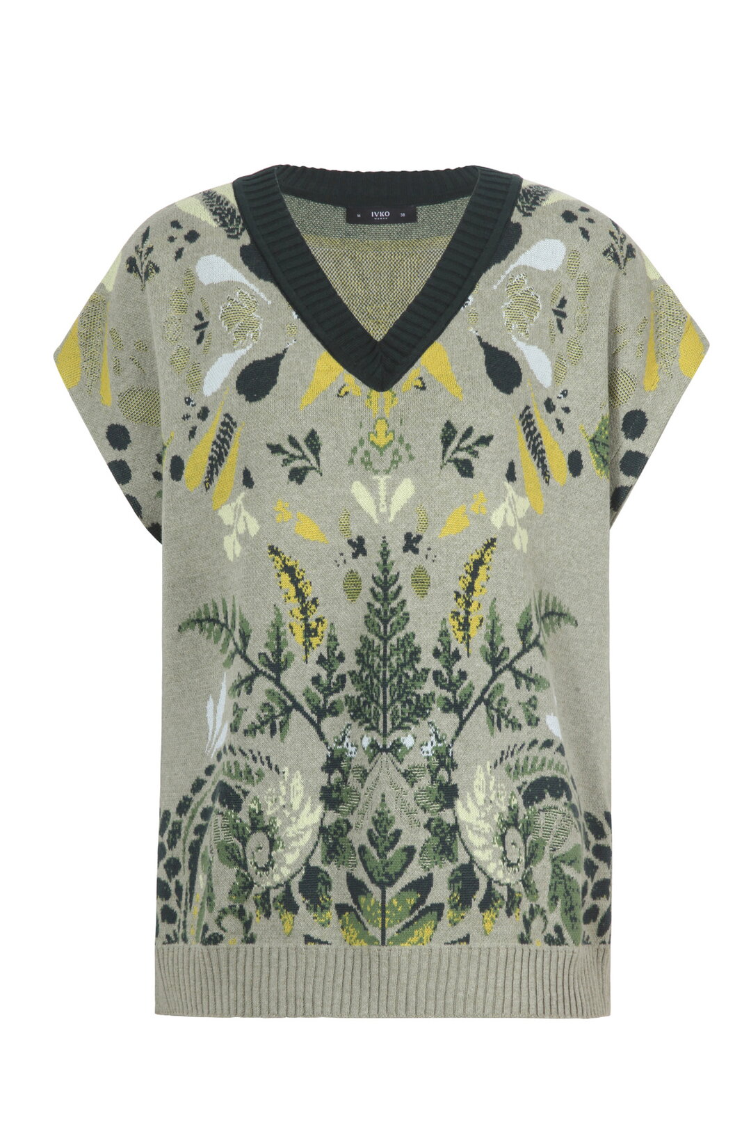 Ärmelloser Pullover mit V-Ausschnitt, Plantopia Muster