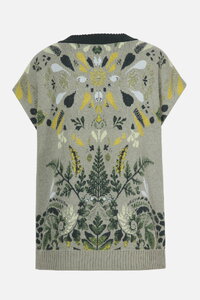 Ärmelloser Pullover mit V-Ausschnitt, Plantopia Muster