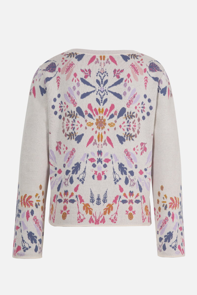 Strickjacke mit O-Ausschnitt, Plantopia Muster
