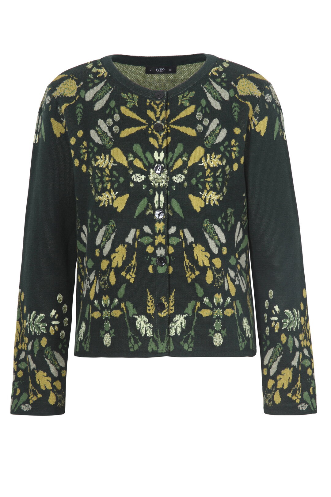 Strickjacke mit O-Ausschnitt, Plantopia Muster