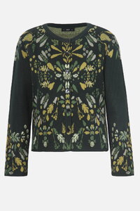 Strickjacke mit O-Ausschnitt, Plantopia Muster