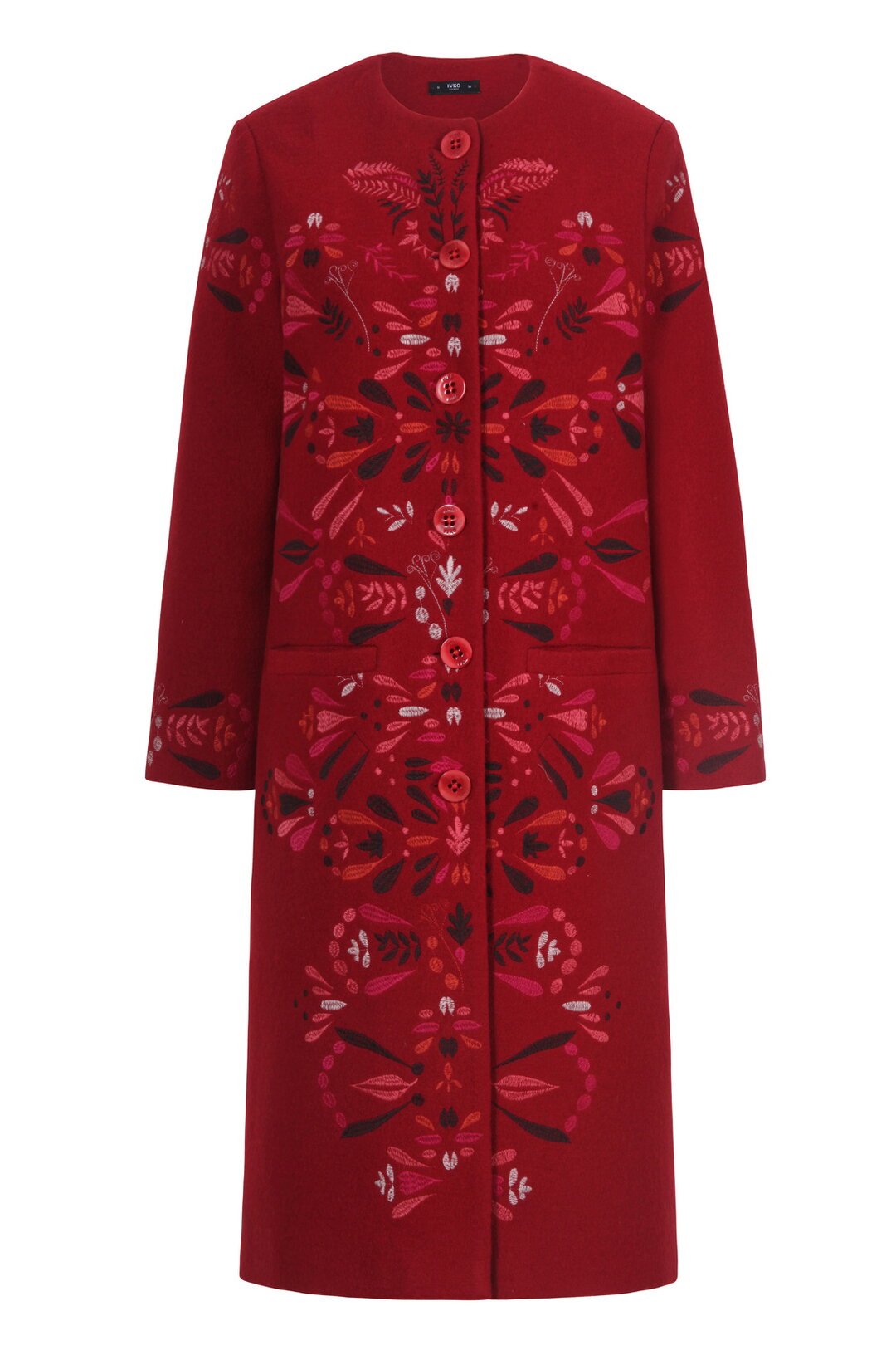 Boiled Wool Coat with Embroidery