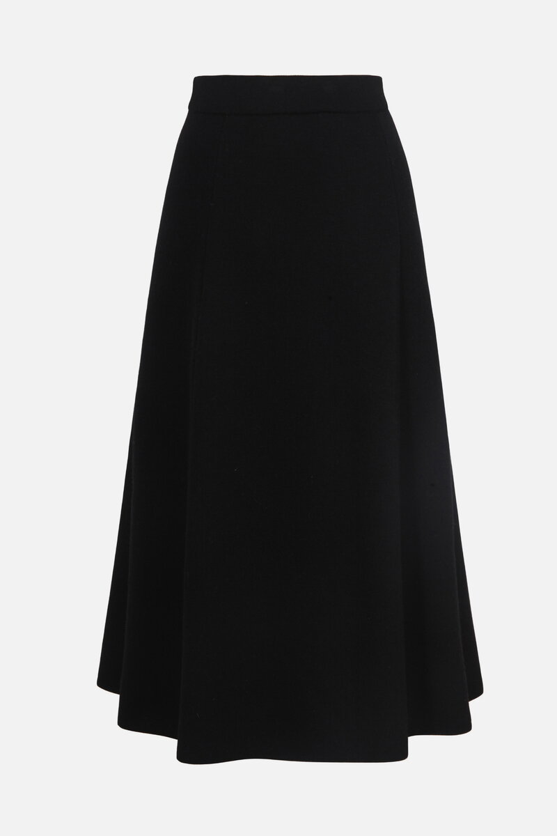 Solid A-Line Midi Skirt