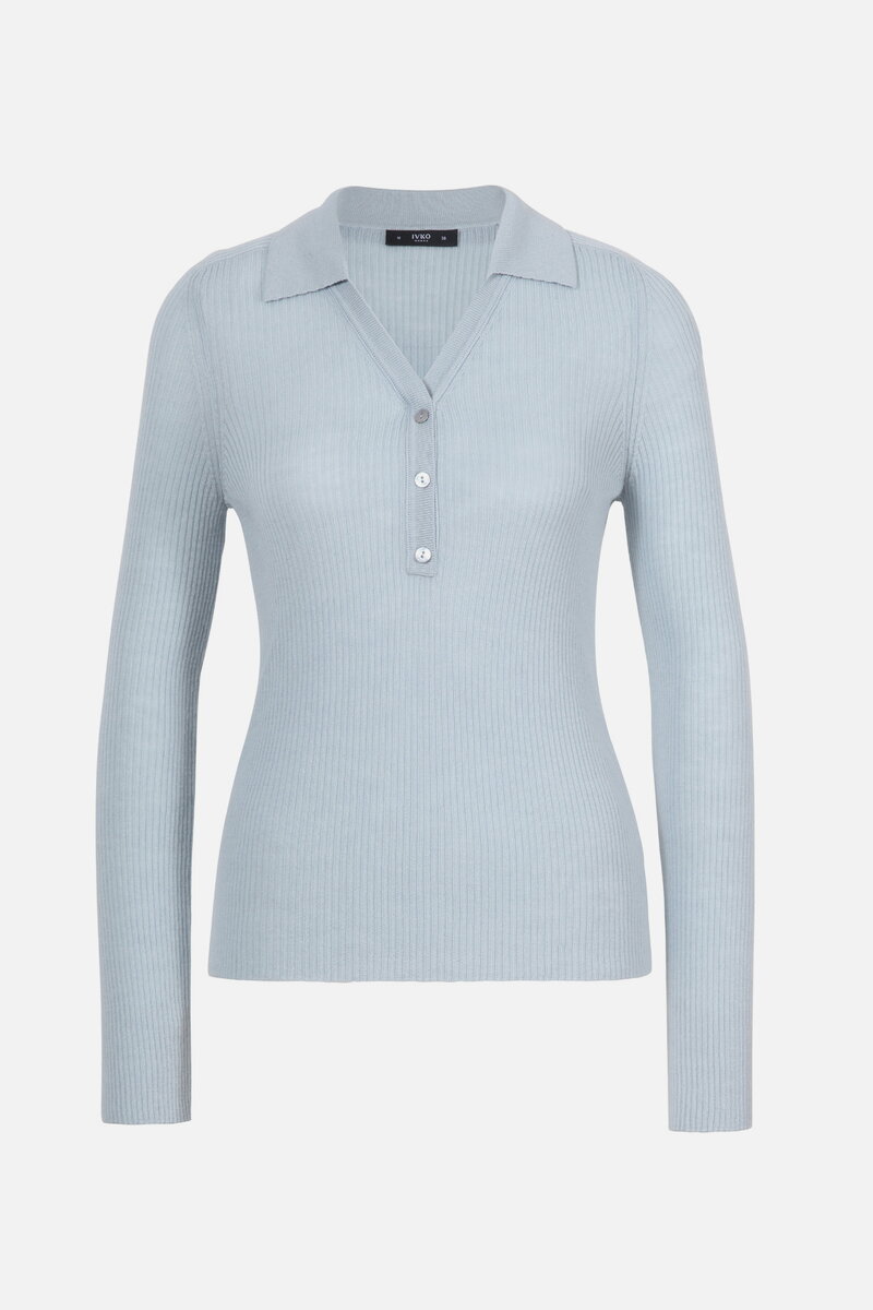 Gerippter Pullover mit V-Ausschnitt
