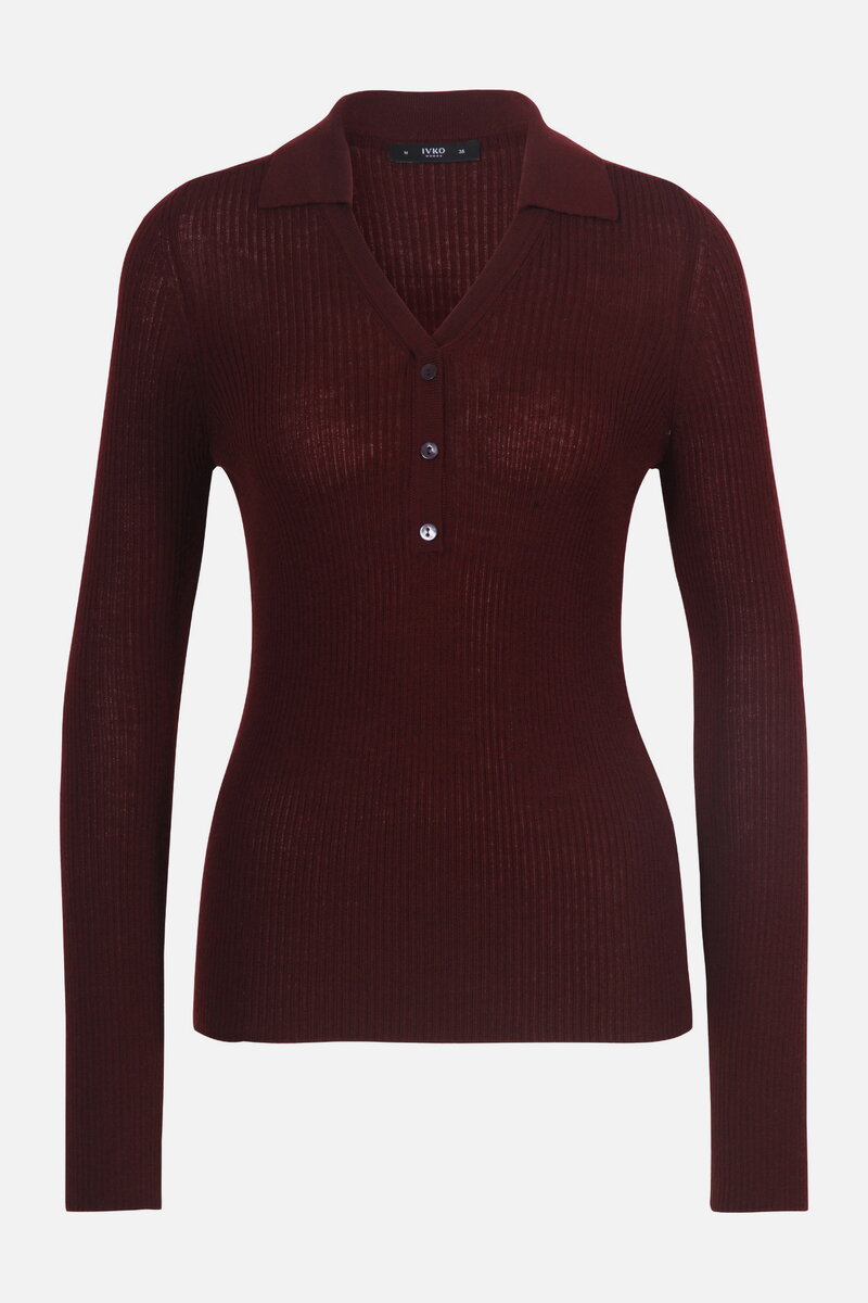 Gerippter Pullover mit V-Ausschnitt