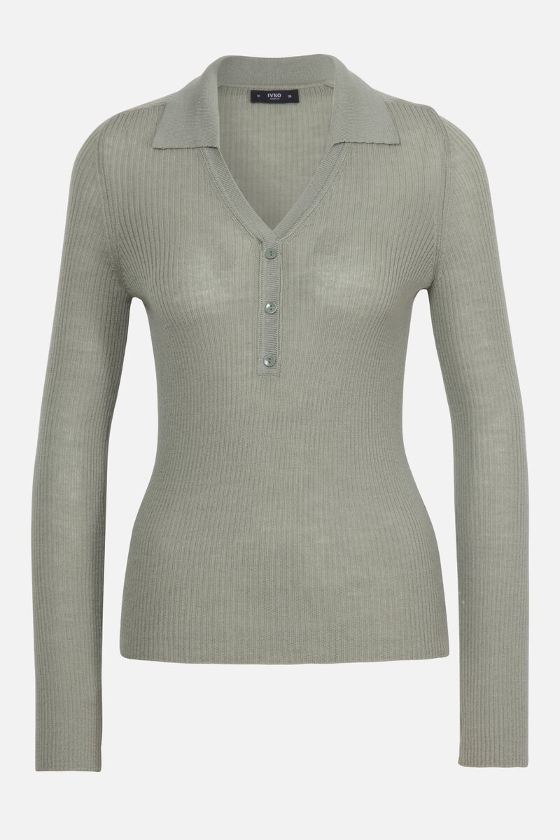 Ribbed V-Neck Pullover