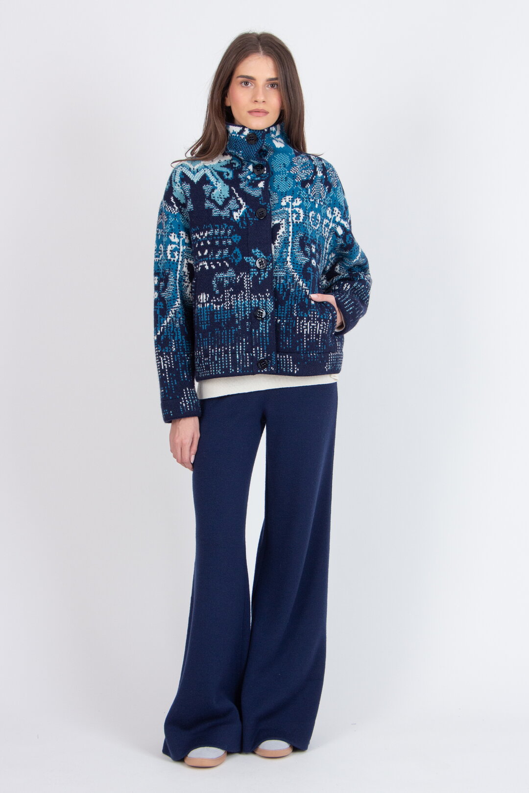 Jacquard-Rollkragenjacke, Kelim Muster