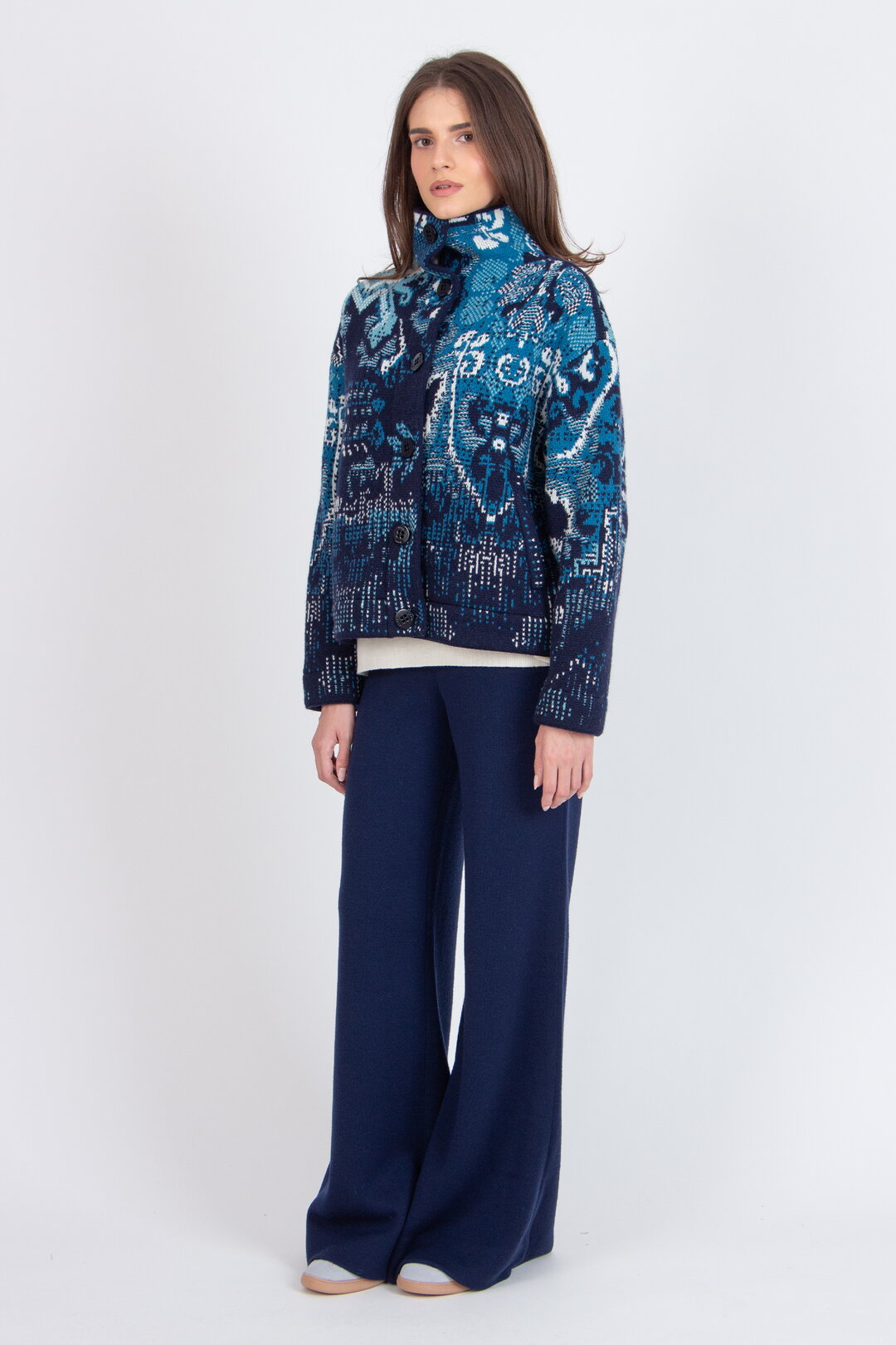 Jacquard-Rollkragenjacke, Kelim Muster