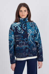 Jacquard-Rollkragenjacke, Kelim Muster