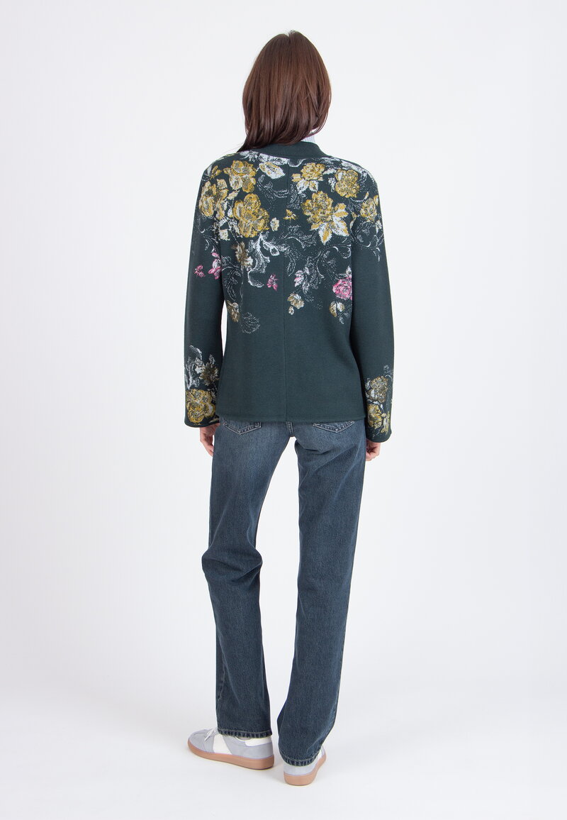 Jacquard Jacket, Furnishing Florals Pattern - Forest - Knitted