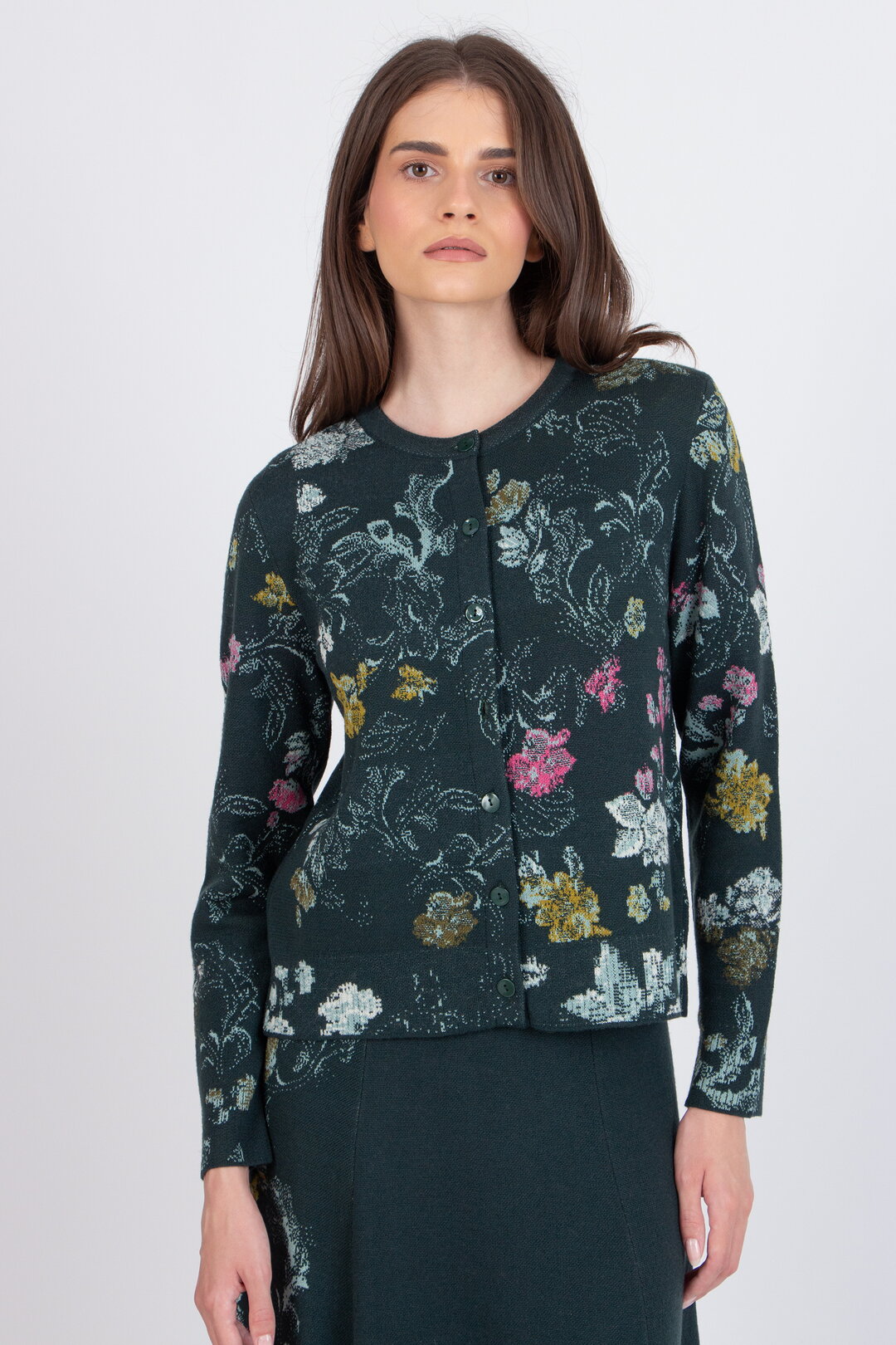 Jacquard-Strickjacke, Furnishing Florals Muster