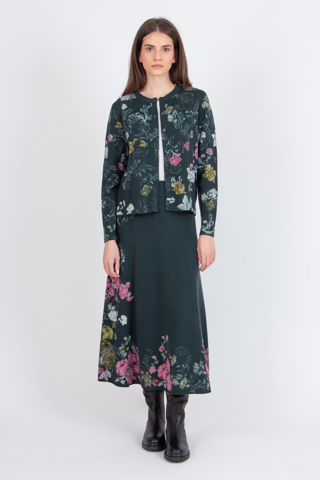 Jacquard-Strickjacke, Furnishing Florals Muster