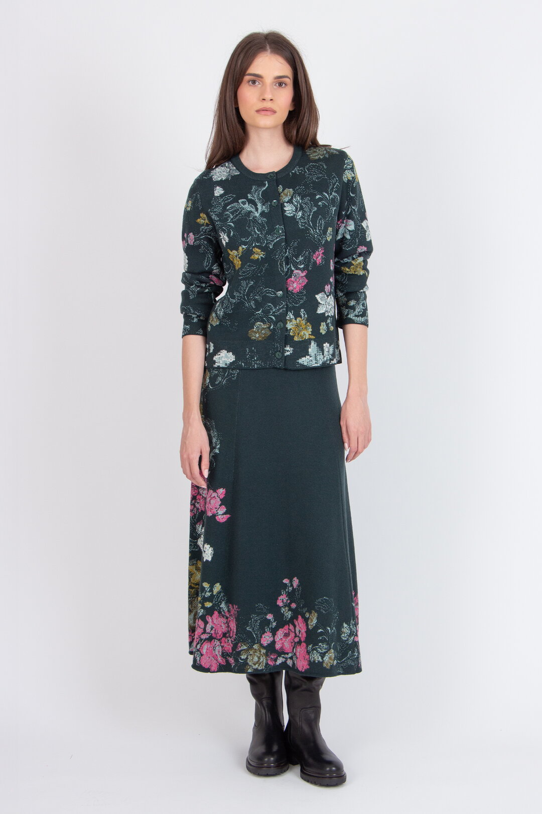 Jacquard-Strickjacke, Furnishing Florals Muster