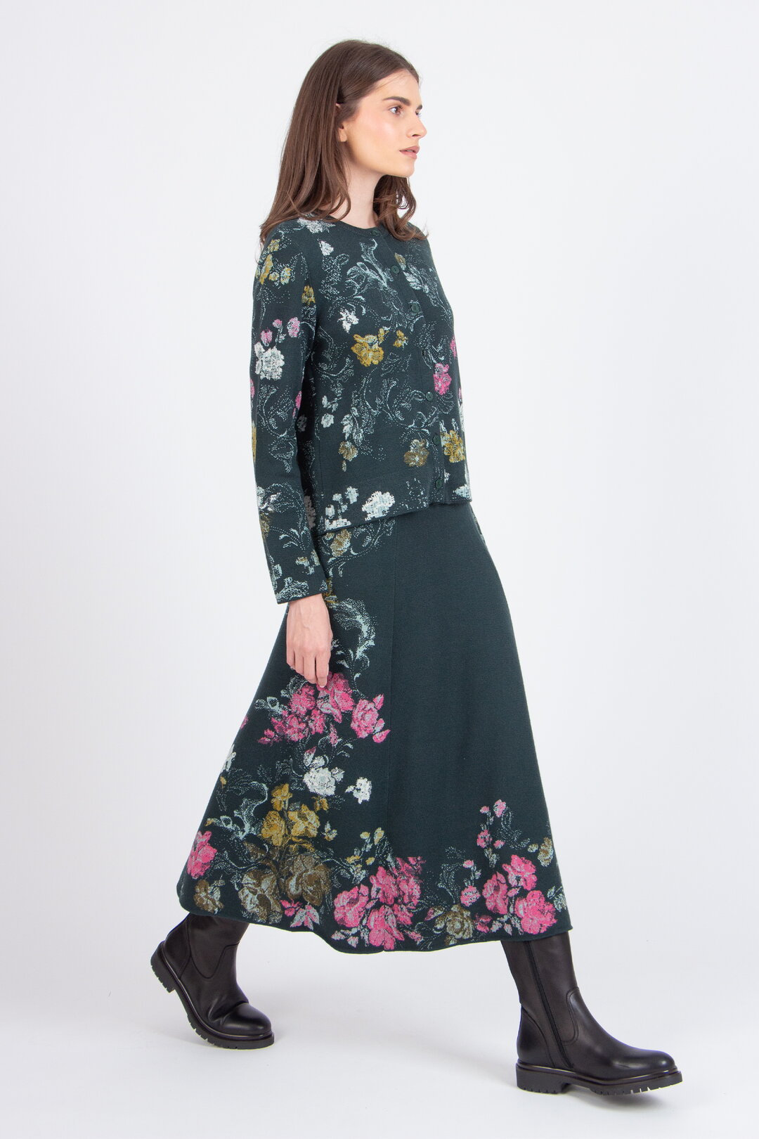 Jacquard-Strickjacke, Furnishing Florals Muster