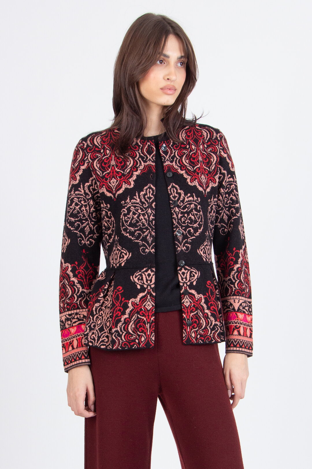 Jacquard Cardigan, Ornament Pattern