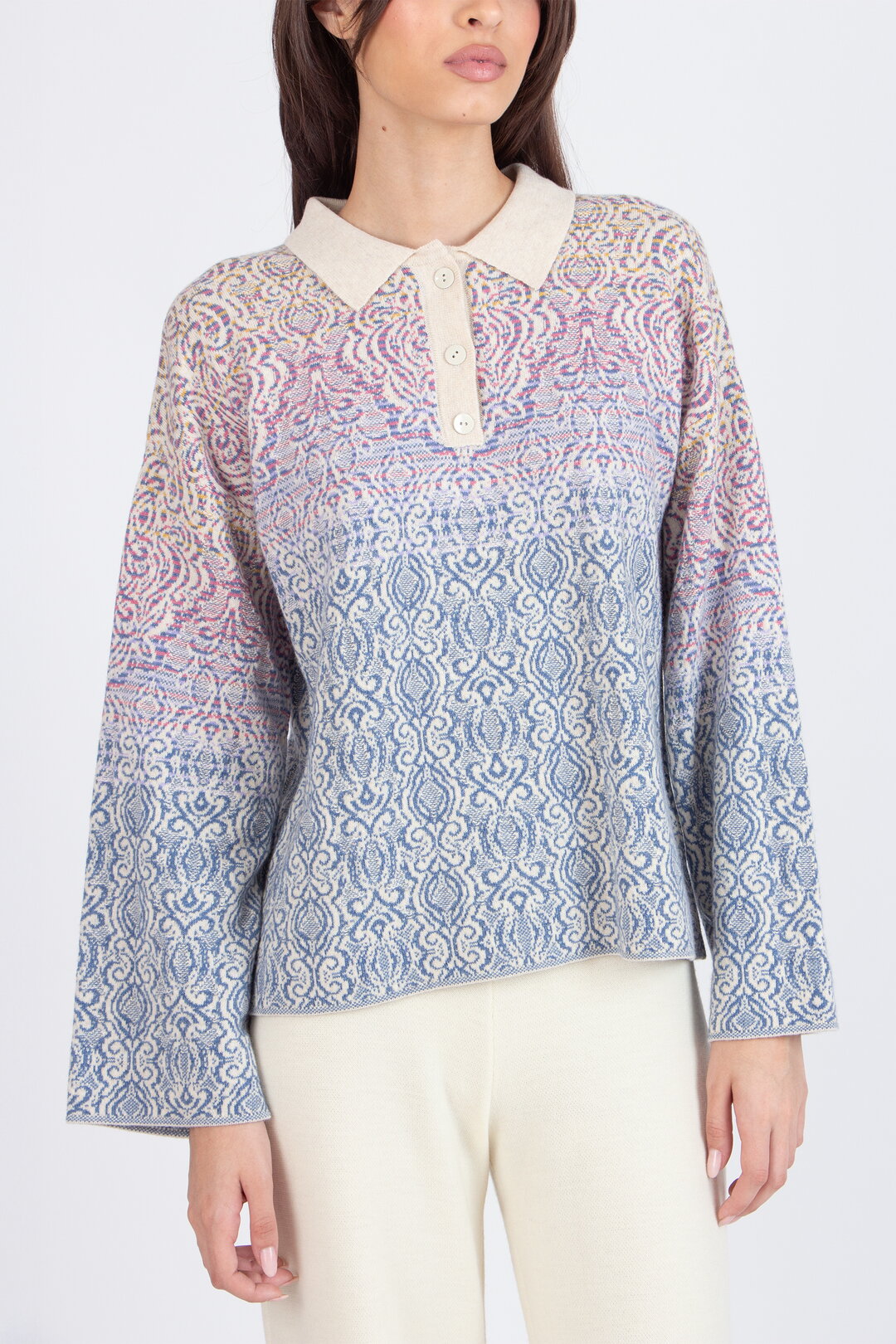 Pullover mit Kragen, Ornament Muster