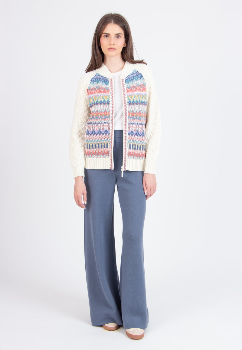 Zip Jacket, Re-Dandy Pattern - Off-White - Knitted Jackets - Ivko