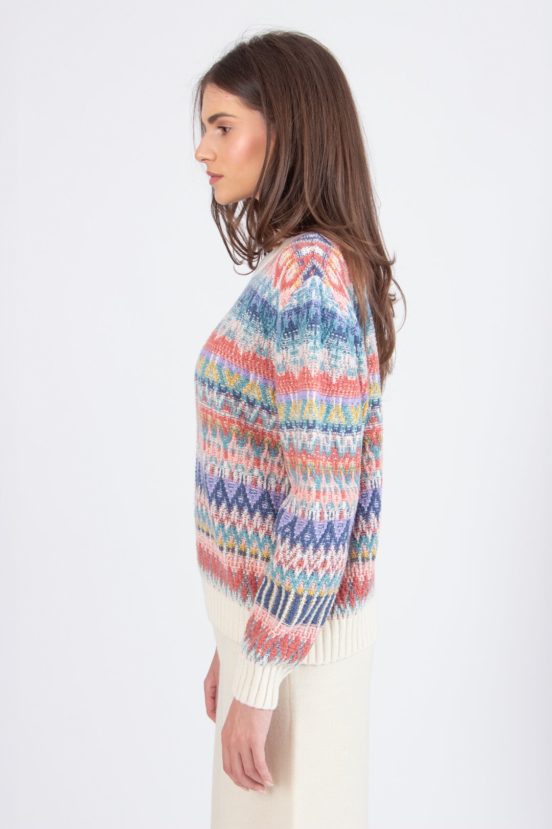 Pullover mit O-Ausschnitt, Re-Dandy Muster