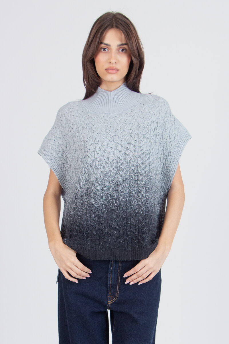 Rollneck Printed Sleeveless Pullover, Murmuration Pattern