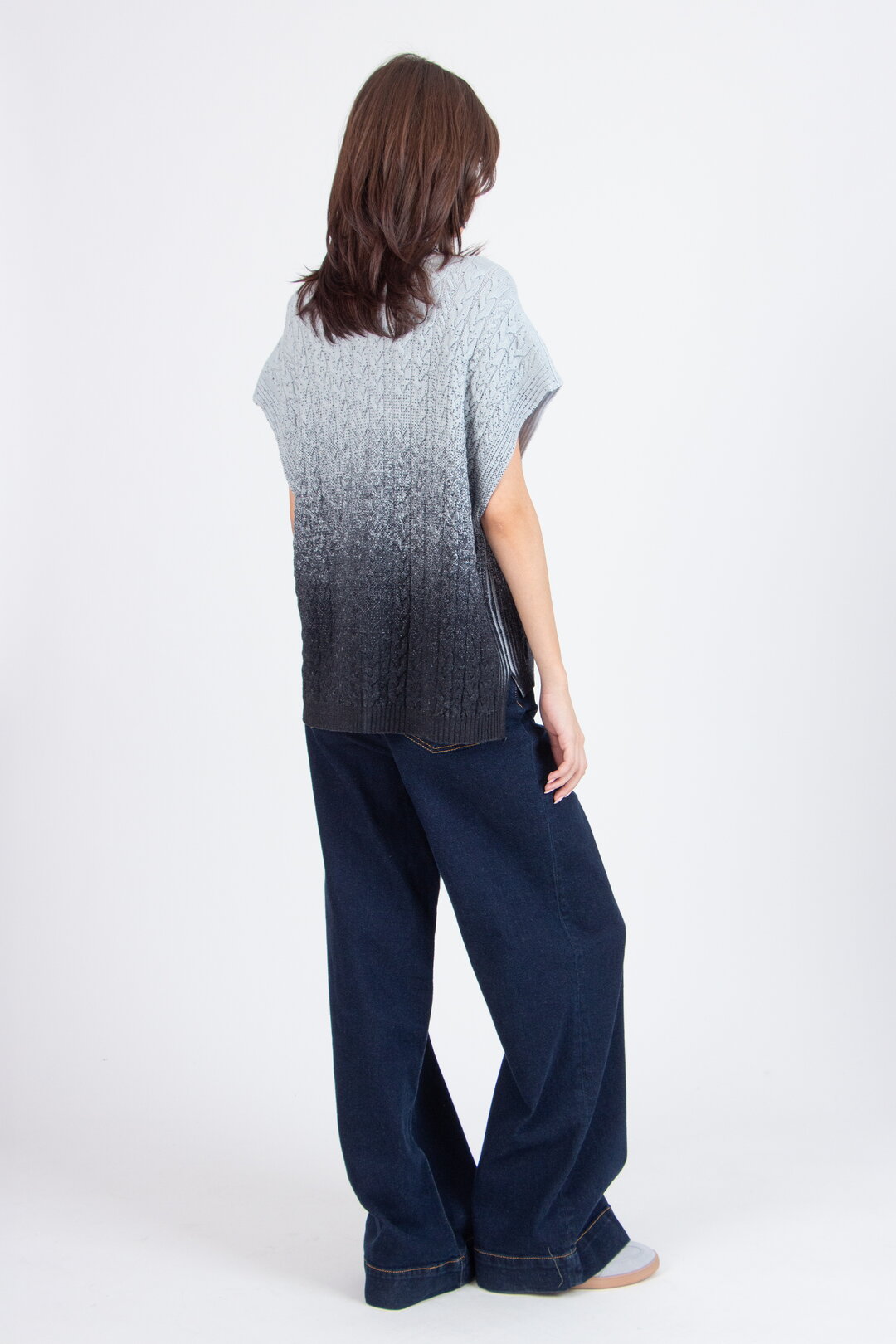 Bedruckter ärmelloser Pullover mit Rollkragen, Murmurationsmuster