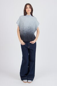 Bedruckter ärmelloser Pullover mit Rollkragen, Murmurationsmuster