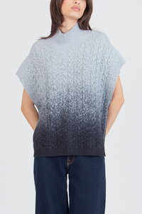 Bedruckter ärmelloser Pullover mit Rollkragen, Murmurationsmuster