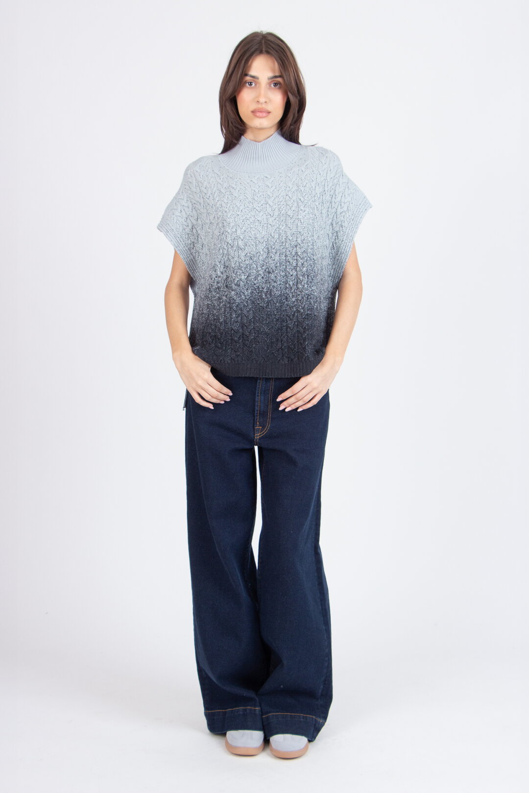 Rollneck Printed Sleeveless Pullover, Murmuration Pattern