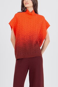Bedruckter ärmelloser Pullover mit Rollkragen, Murmurationsmuster