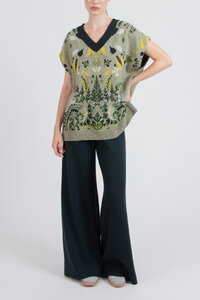 Ärmelloser Pullover mit V-Ausschnitt, Plantopia Muster