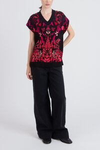 Ärmelloser Pullover mit V-Ausschnitt, Plantopia Muster