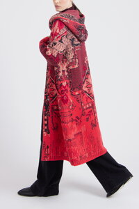 Jacquard-Mantel mit Kapuze, Kelim Muster