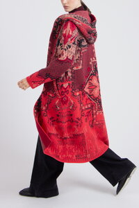 Jacquard-Mantel mit Kapuze, Kelim Muster
