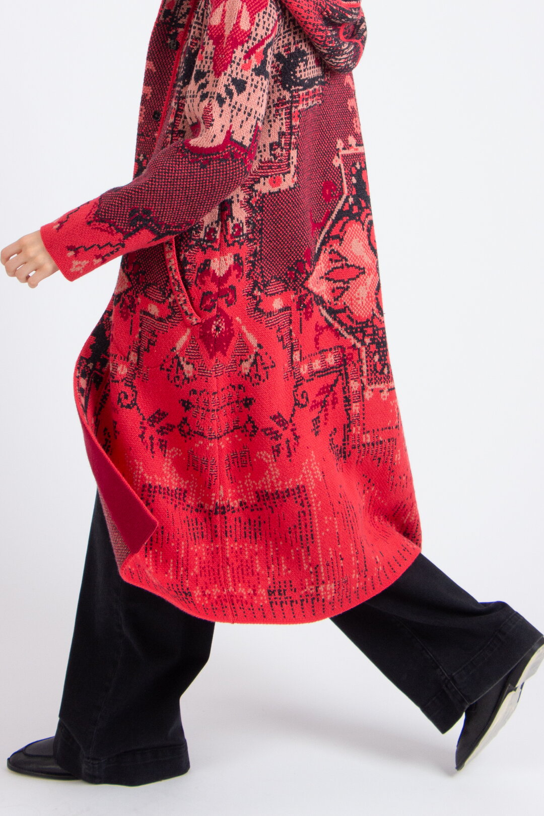 Jacquard-Mantel mit Kapuze, Kelim Muster