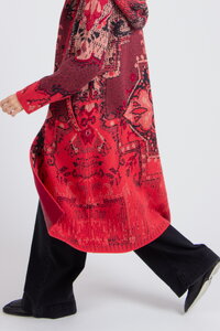 Jacquard-Mantel mit Kapuze, Kelim Muster
