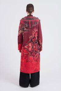 Jacquard-Mantel mit Kapuze, Kelim Muster